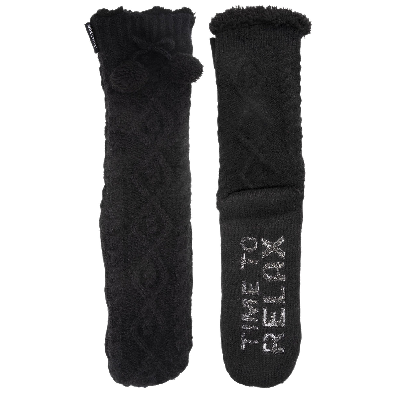 Calcetines forrados Mujer Pompones Negro