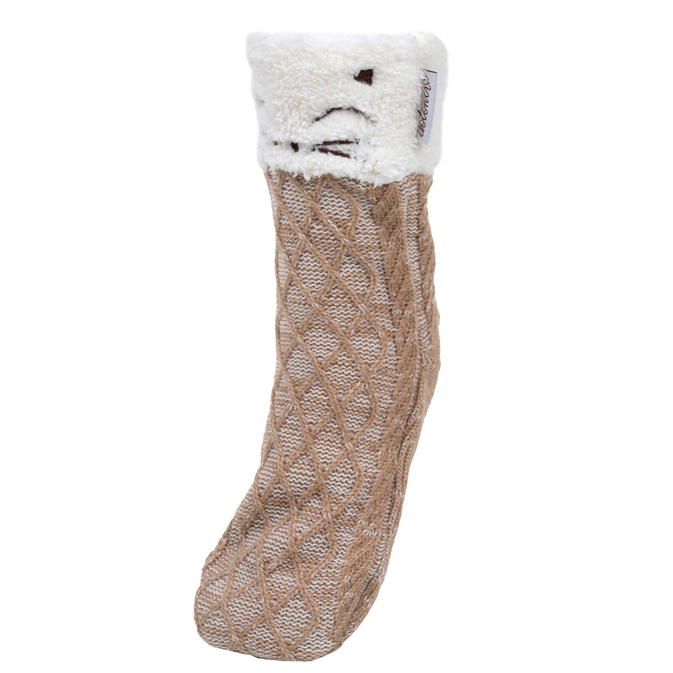 Calcetines forrados Mujer Malla Gato Beige