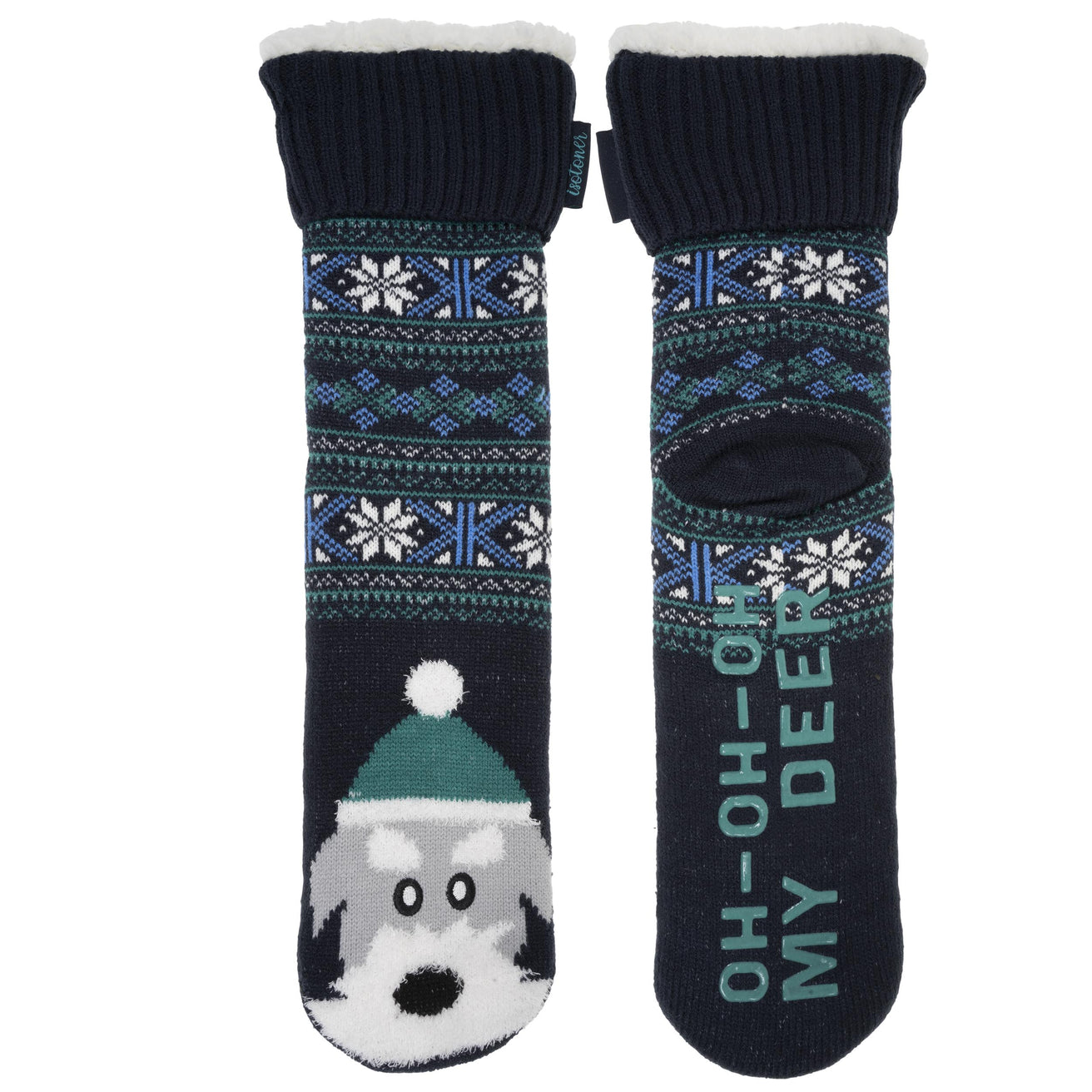 Calcetines forrados Hombre Navidad Perro Marino