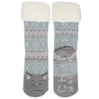 Calcetines forrados Mujer jacquard gato gris
