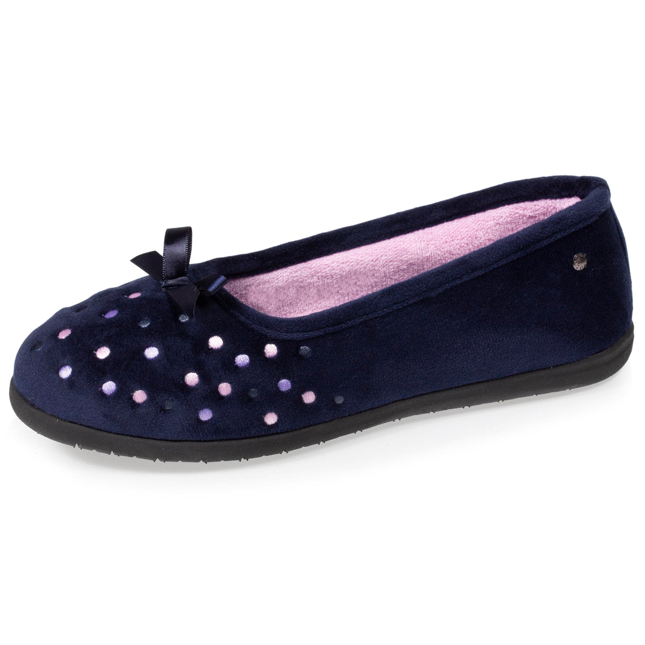 Zapatillas de casa bailarinas Mujer Lunares bordados Marino