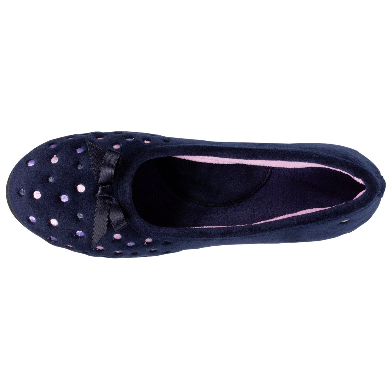 Zapatillas de casa bailarinas Mujer Lunares bordados Marino