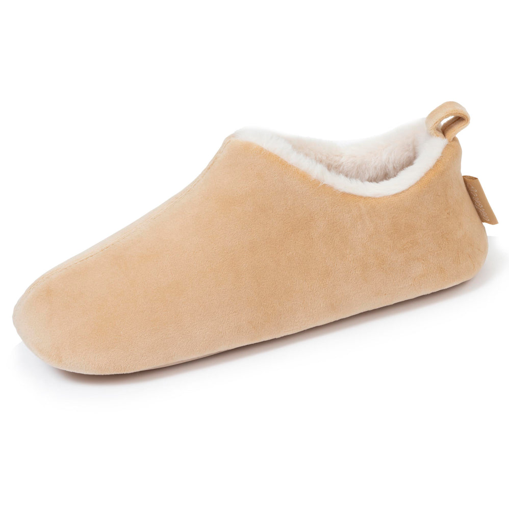 Zapatillas de casa botines bajos microvelvet Beige - Isotoner