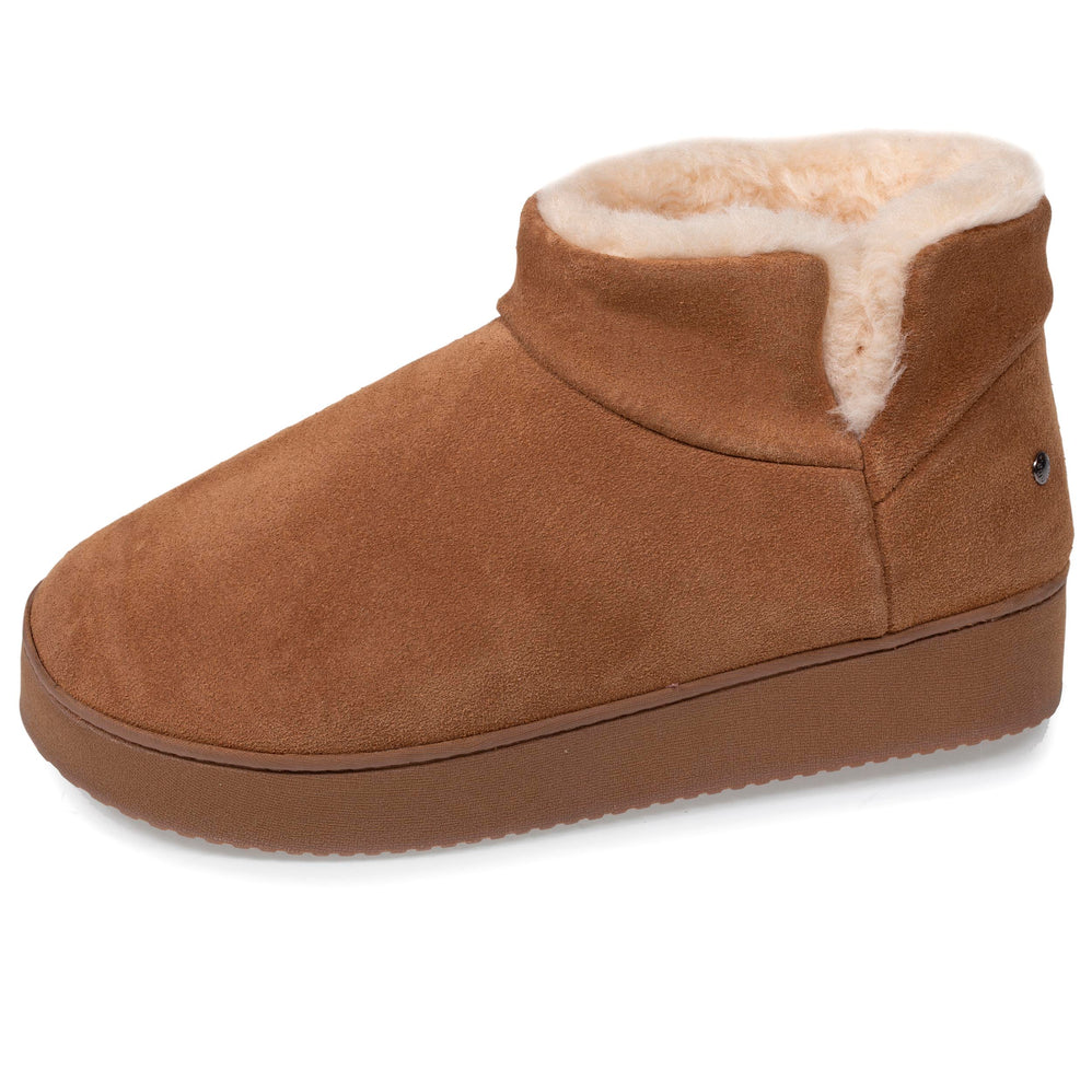 Zapatillas de casa botines cuero Mujer Camel - Isotoner