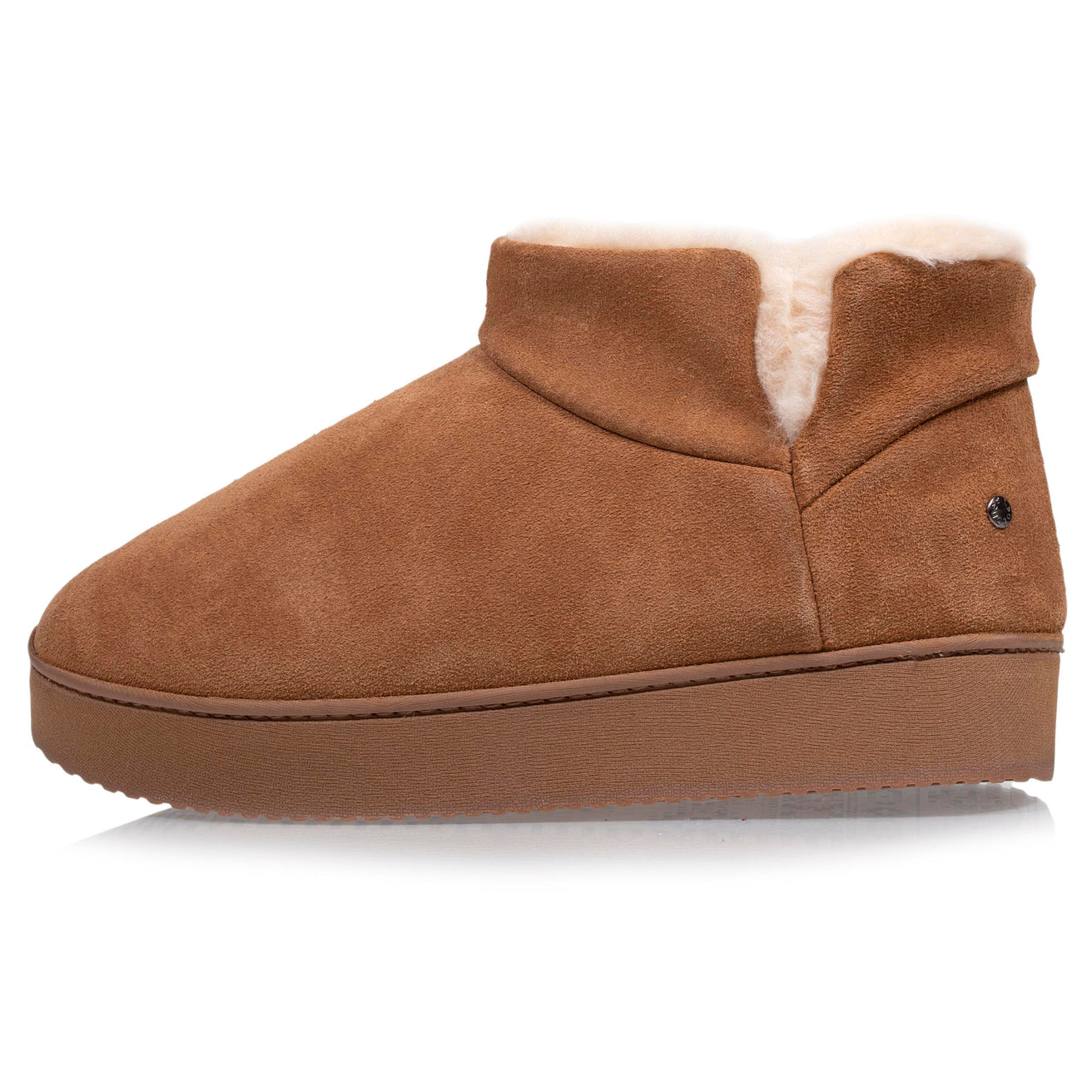 Zapatillas de casa botines cuero Mujer Camel