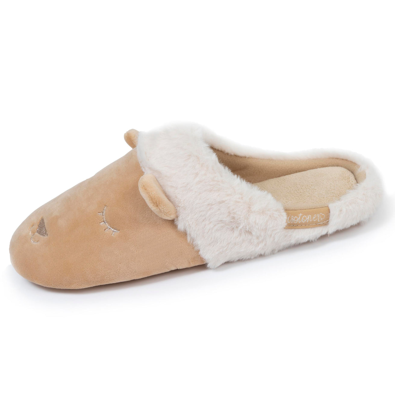 Zapatillas de casa chinelas Mujer 3D microterciopelo Beige