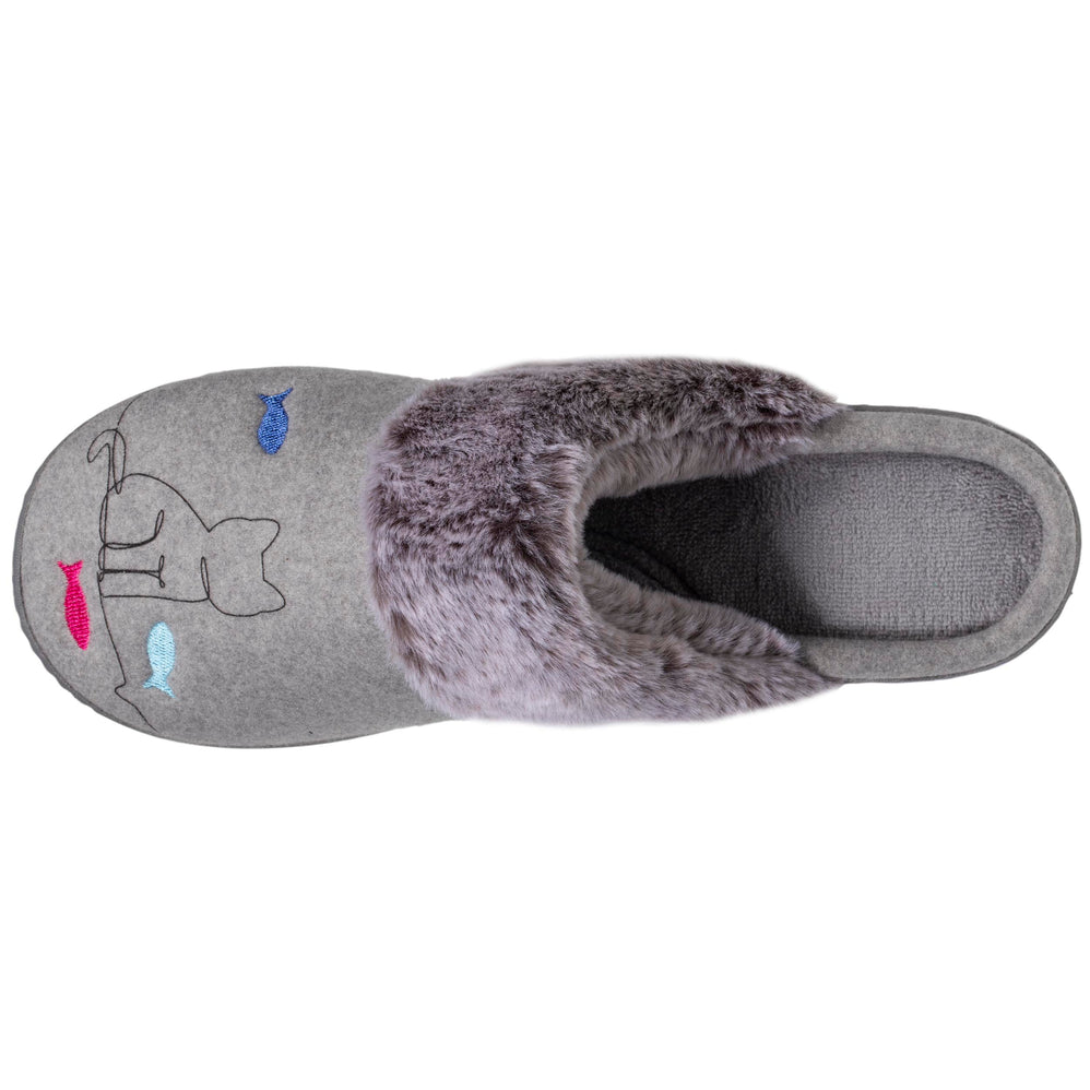 Zapatillas de casa chinelas Mujer Gris gato fantasía - Isotoner