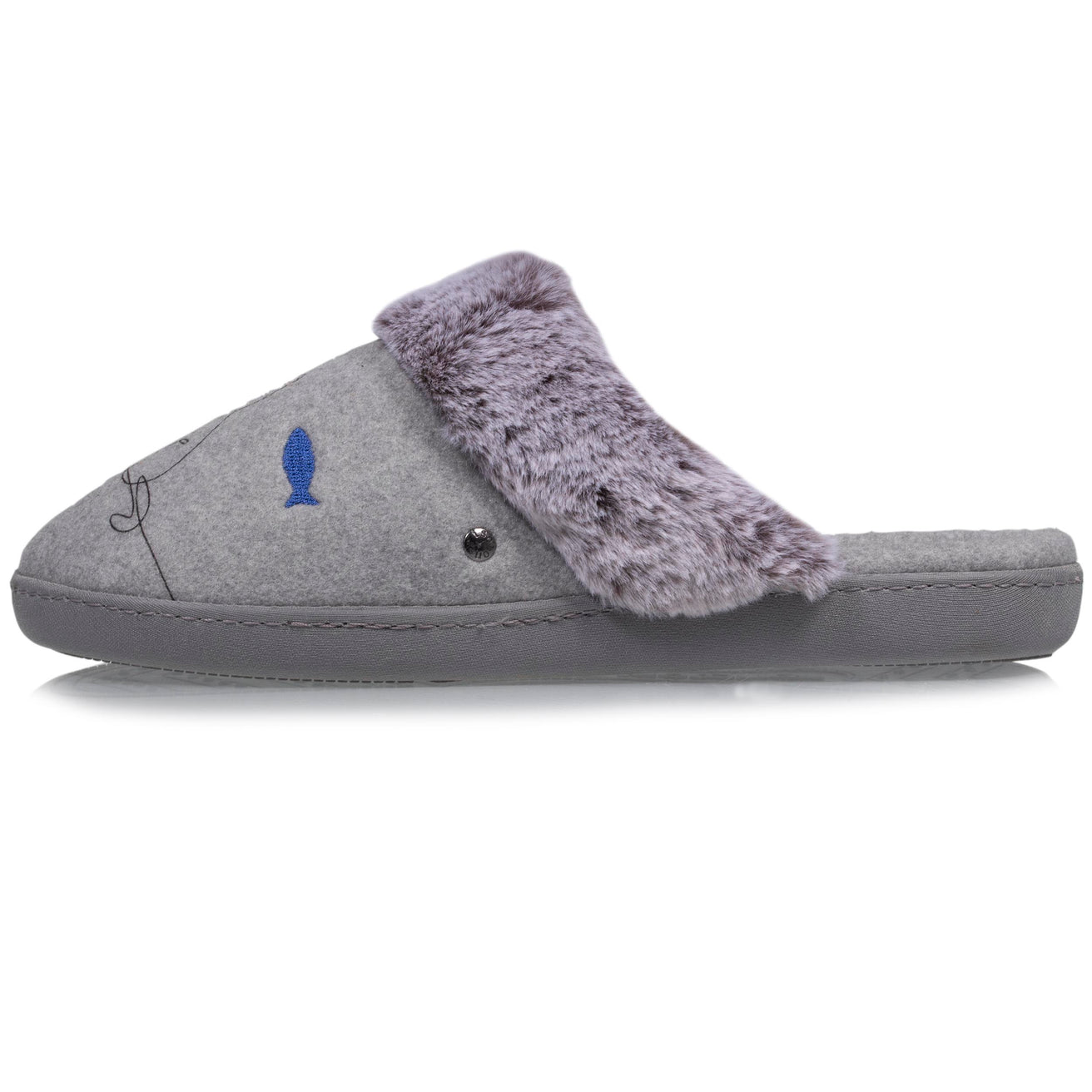 Zapatillas de casa chinelas Mujer Gris gato fantasía
