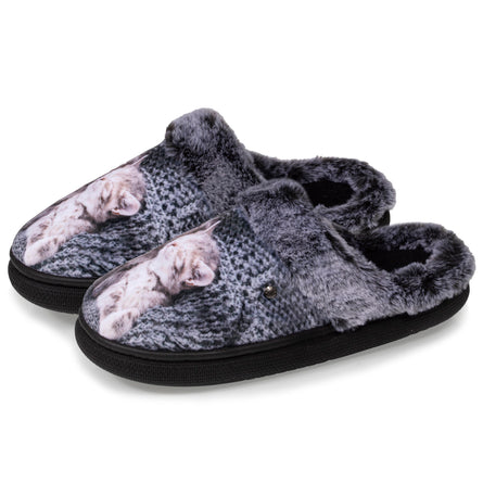 Zapatillas de casa chinelas saltarinas Mujer Grises gatos - Isotoner