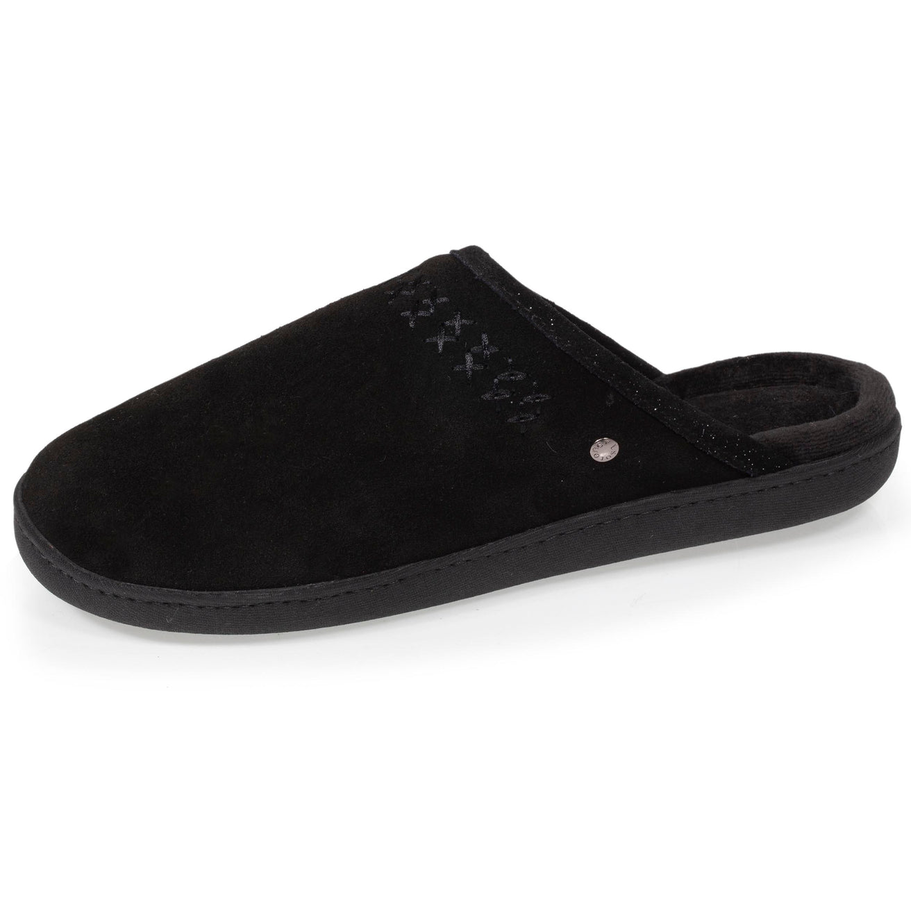 Zapatillas de casa chinelas cuero Mujer Negro