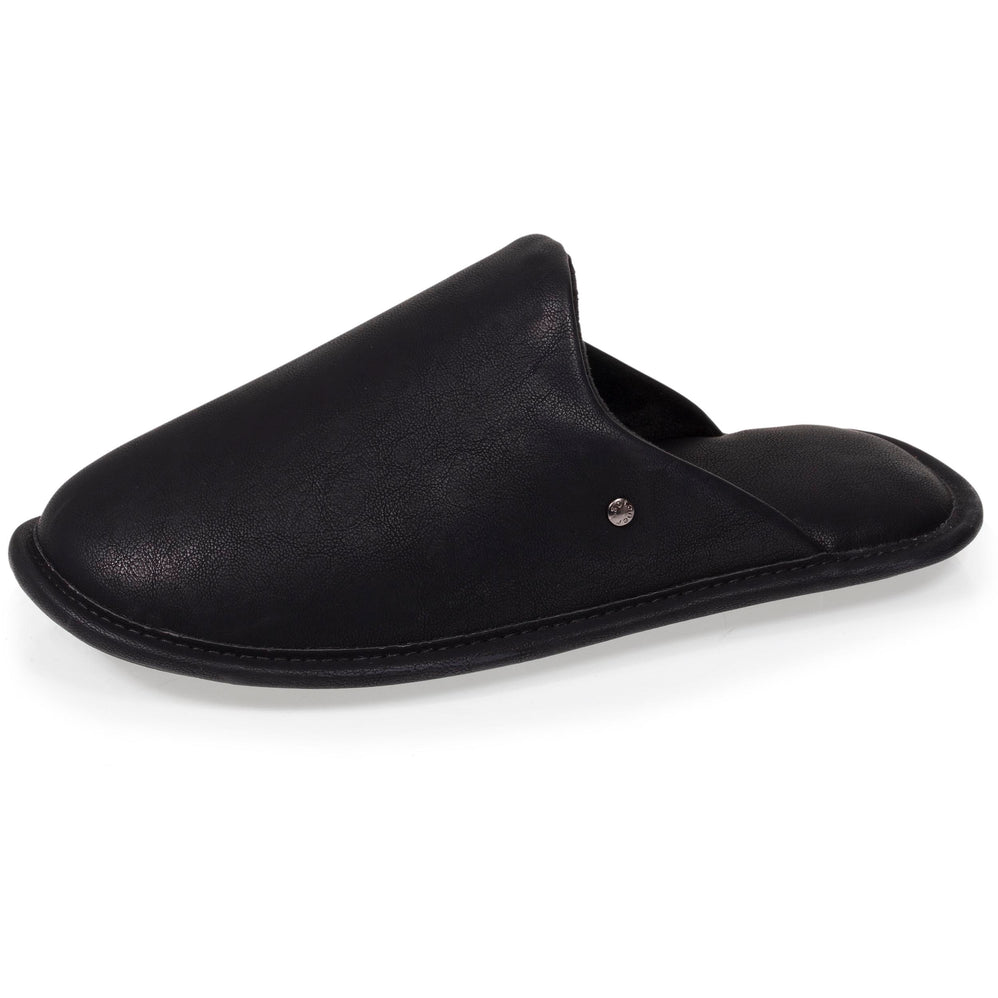 Zapatillas de casa chinelas Hombre cuero sintético Negro - Isotoner
