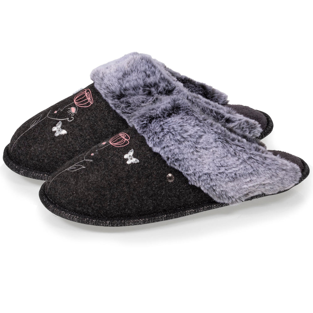 Zapatillas de casa chinelas planas Mujer Gris dibujo - Isotoner