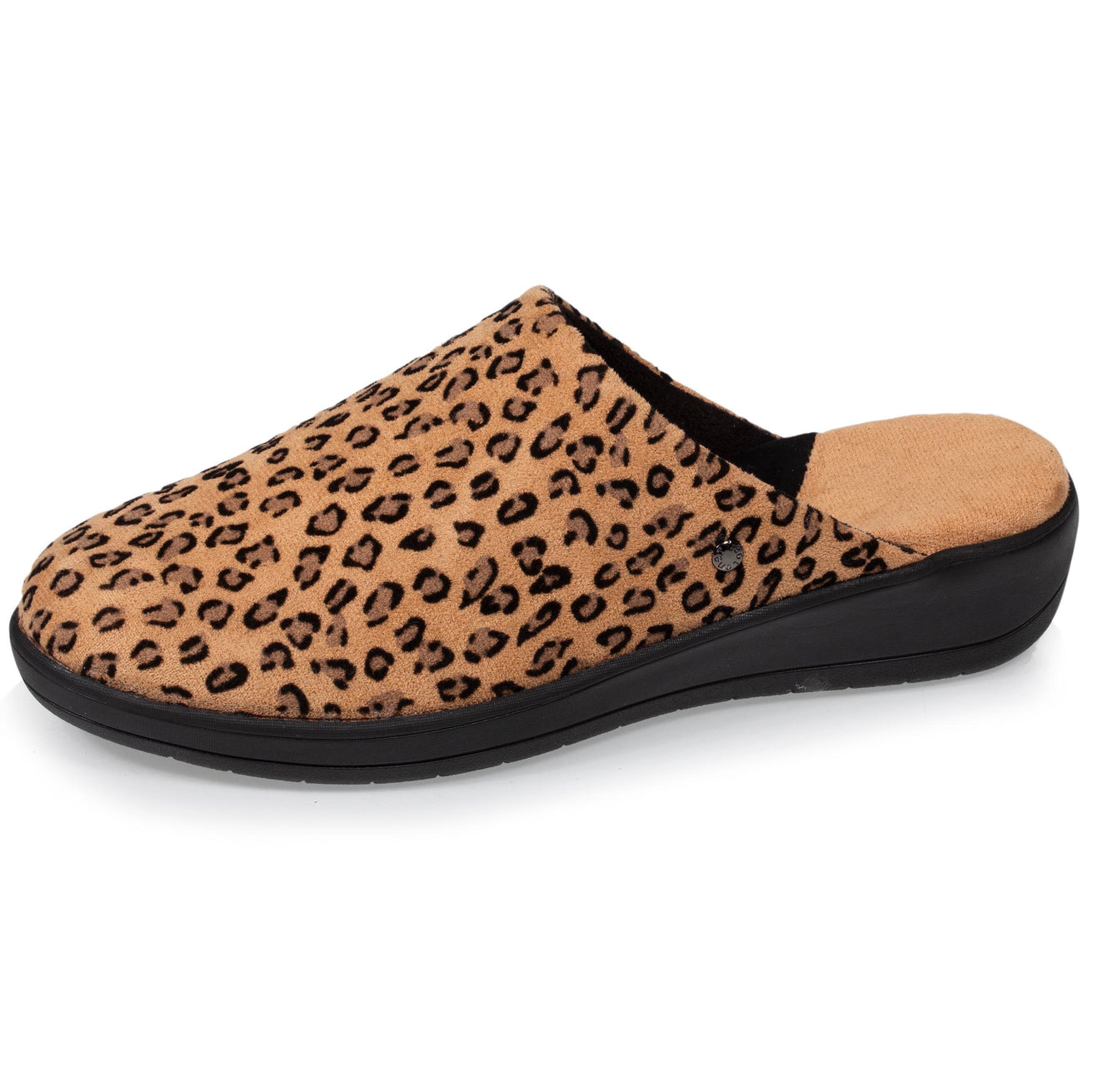 Zapatillas de casa chinelas con tacón Mujer Leopardo