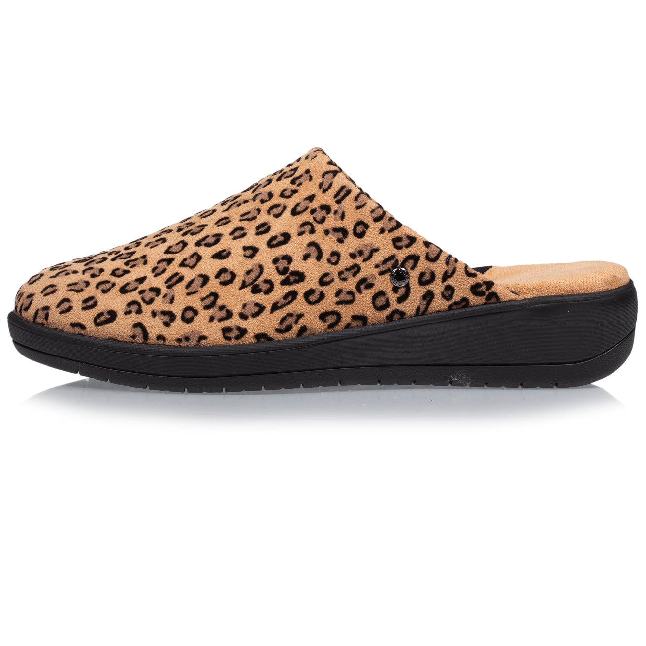 Zapatillas de casa chinelas con tacón Mujer Leopardo