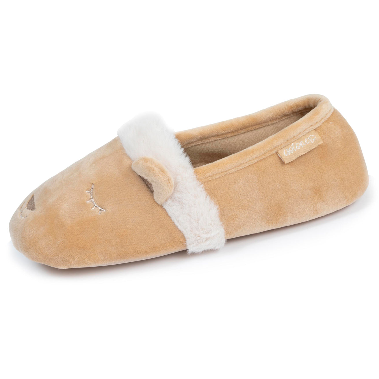 Zapatillas de casa slippers Mujer 3D microterciopelo Beige
