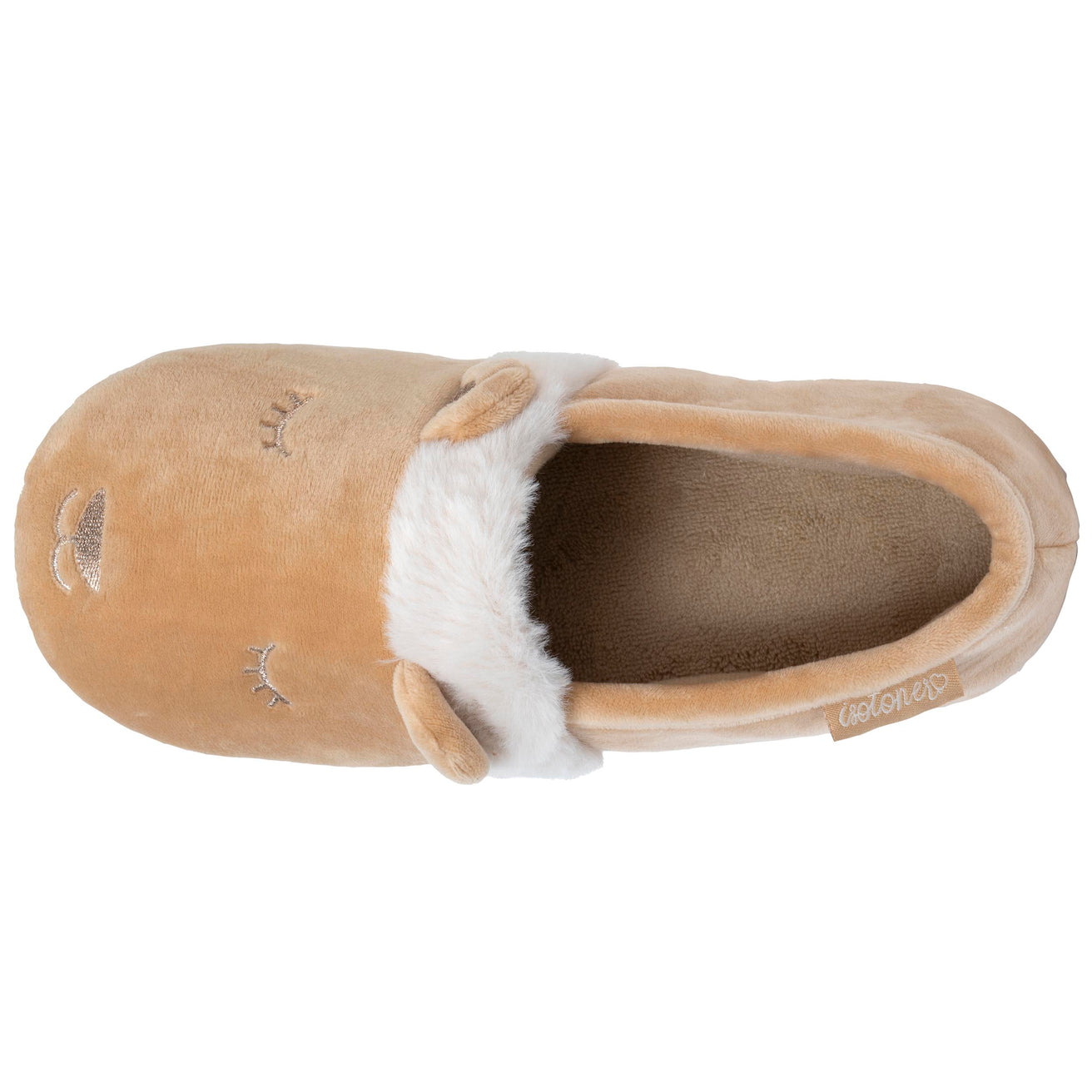 Zapatillas de casa slippers Mujer 3D microterciopelo Beige