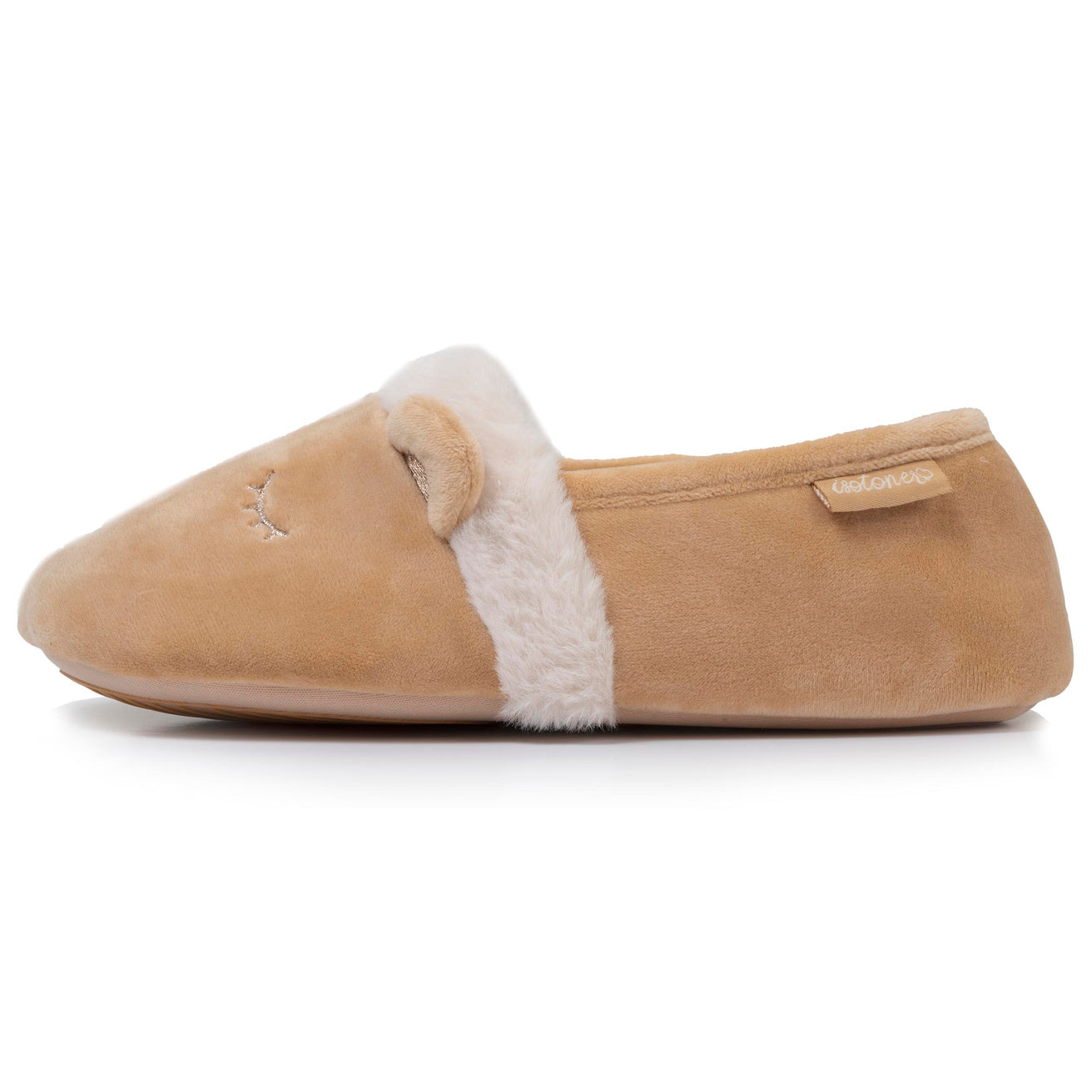 Zapatillas de casa slippers Mujer 3D microterciopelo Beige