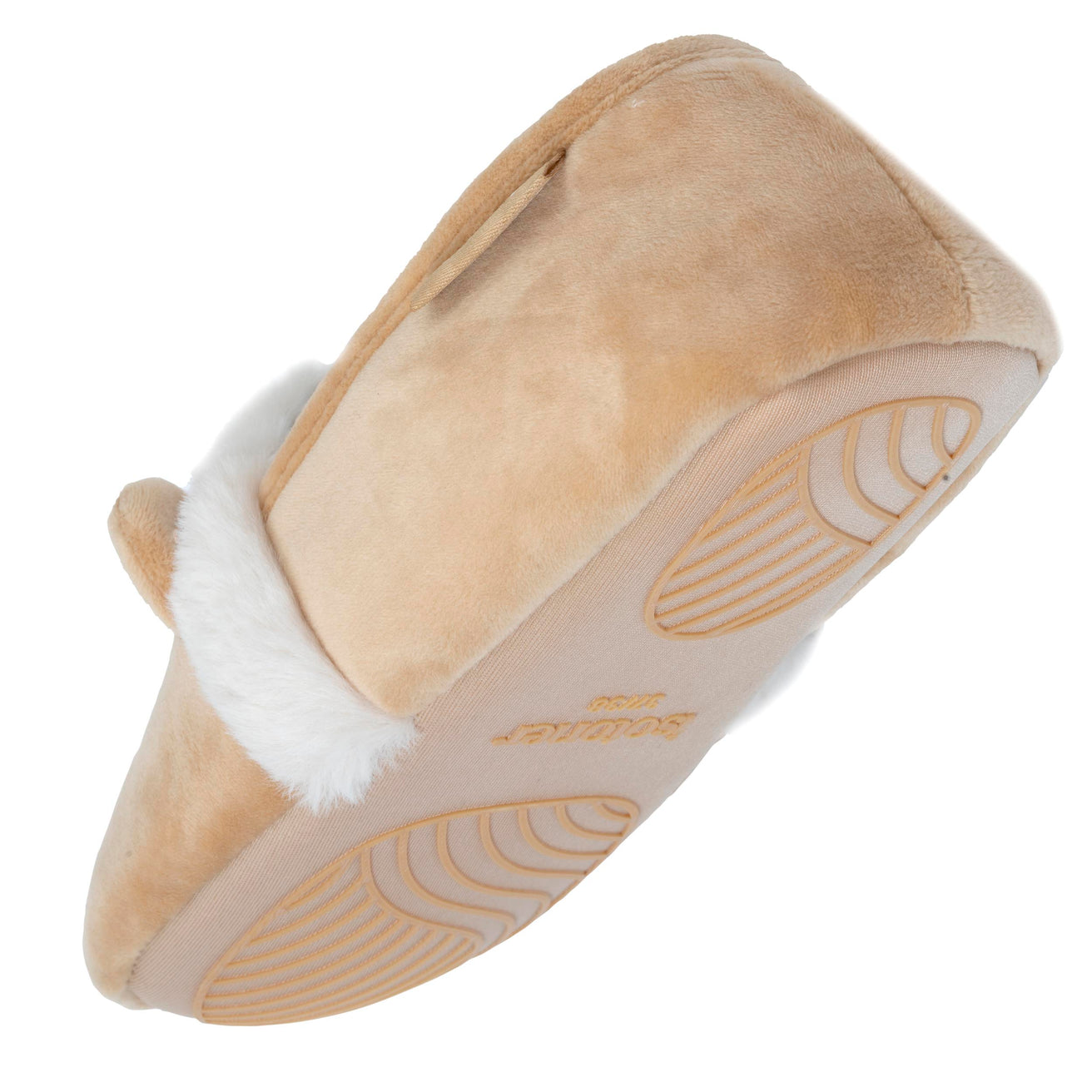 Zapatillas de casa slippers Mujer 3D microterciopelo Beige