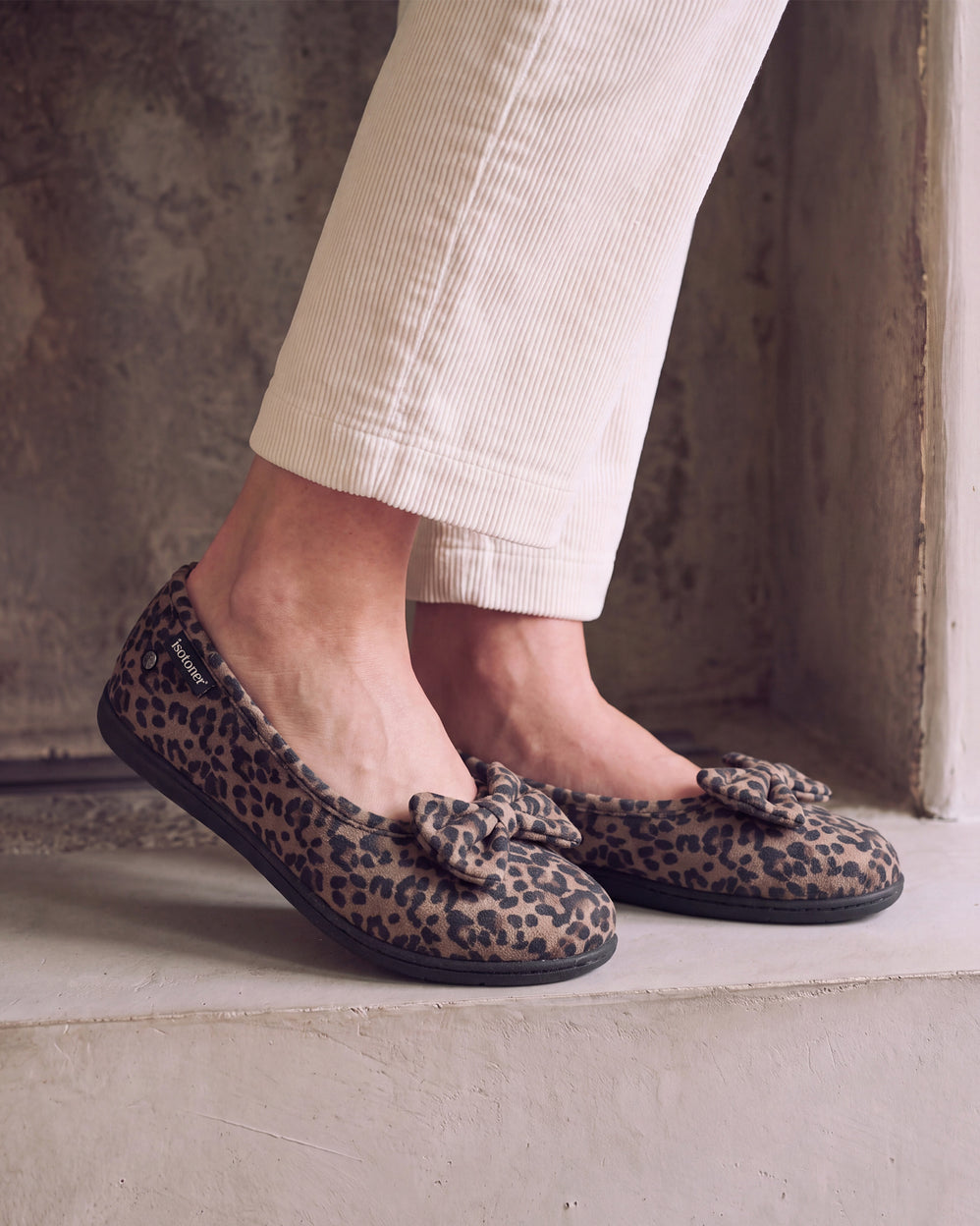 Zapatillas de casa Bailarinas Mujer Leopardo oscuro - Isotoner