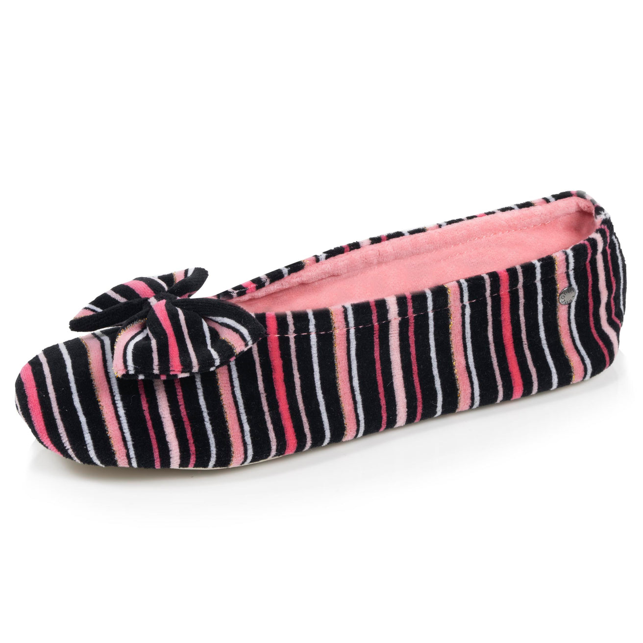 Zapatillas de casa Bailarinas Mujer Gran Lazo Rayas rosas
