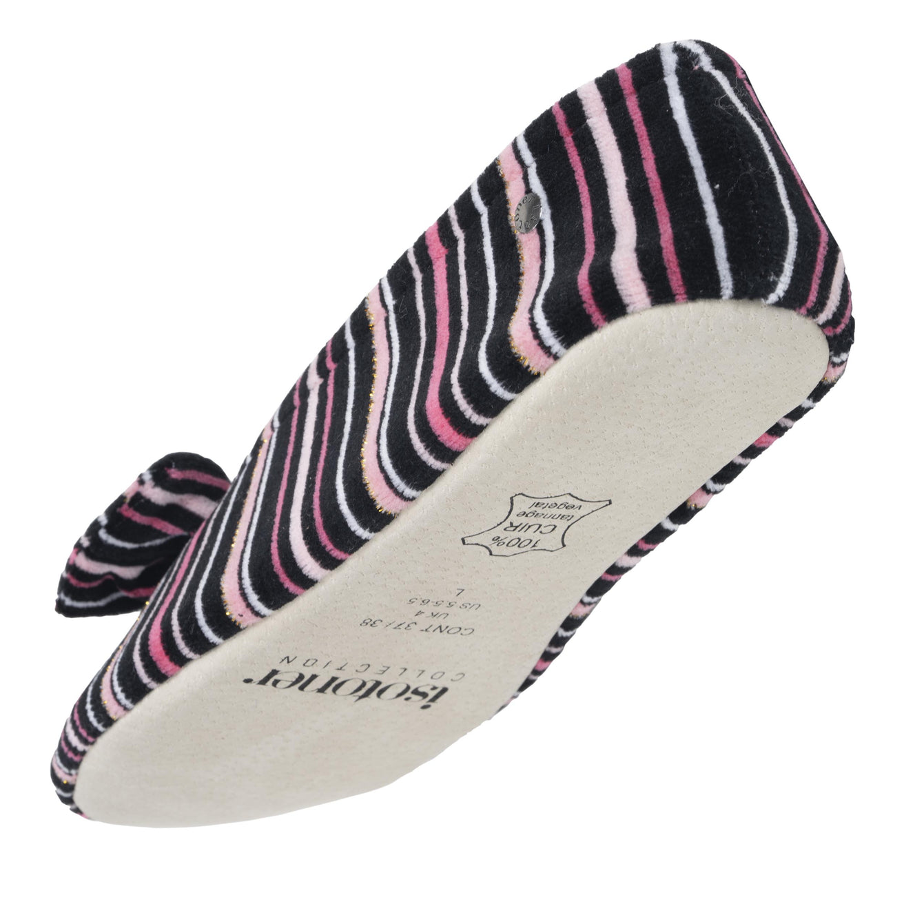 Zapatillas de casa Bailarinas Mujer Gran Lazo Rayas rosas