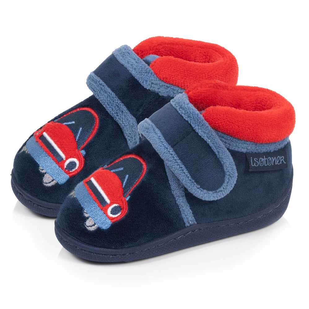 Zapatillas de casa botines velcro Bebé Marino - Isotoner