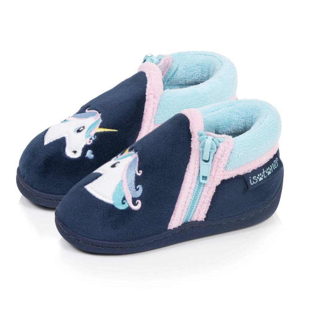 Zapatillas de casa botines cremallera Bebé Marino - Isotoner
