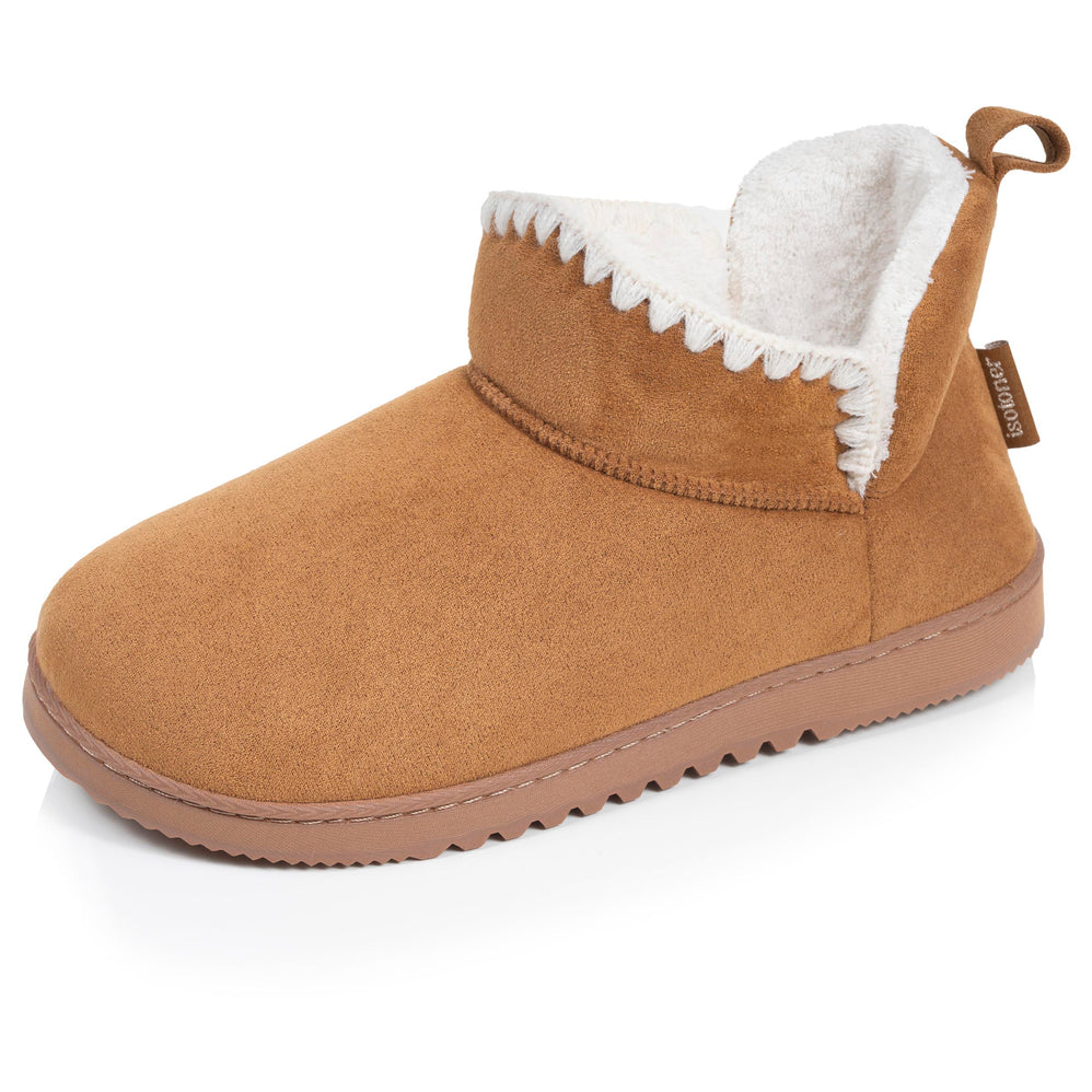 Zapatillas de casa botines Mujer Camel bordados - Isotoner