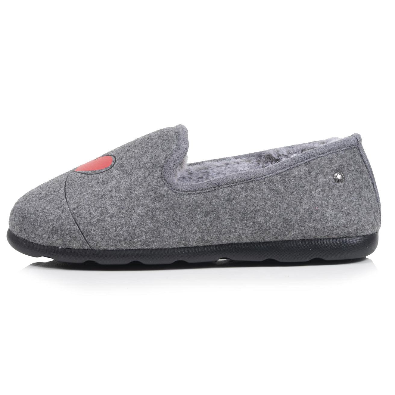 Zapatillas de casa Cerradas Mujer Gris/Rojo