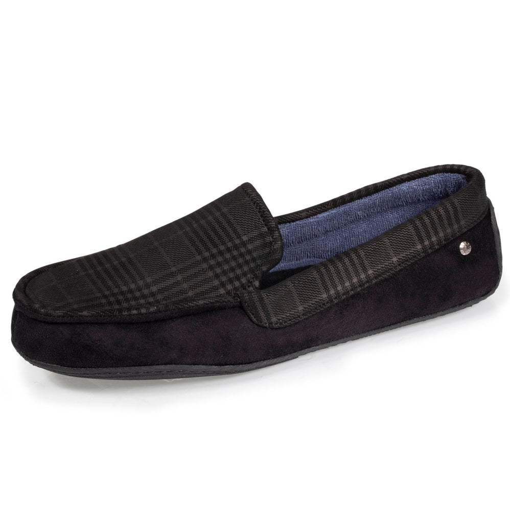 Zapatillas de casa mocasines Hombre Negro tartán - Isotoner