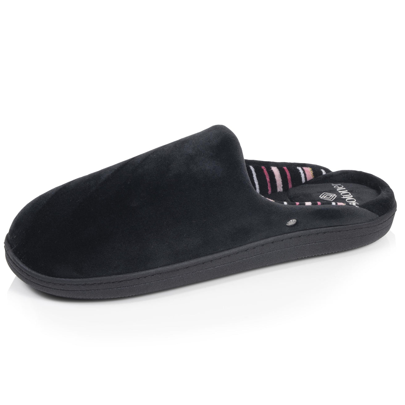 Zapatillas de casa Chinelas Mujer Negro Rayas rosas