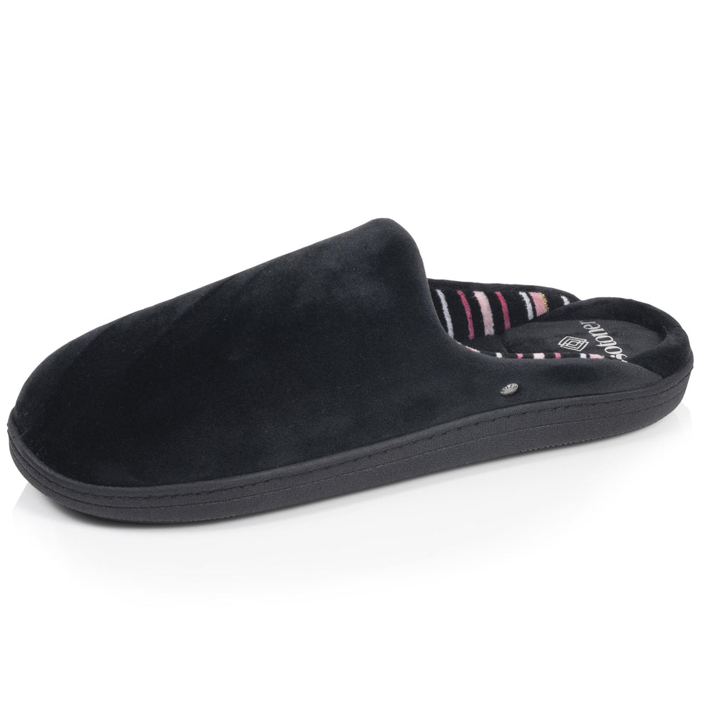 Zapatillas de casa Chinelas Mujer Negro Rayas rosas - Isotoner