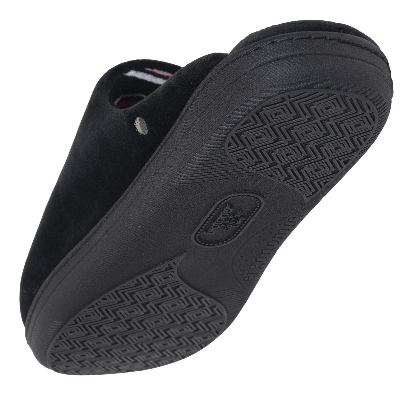 Zapatillas de casa Chinelas Mujer Negro Rayas rosas