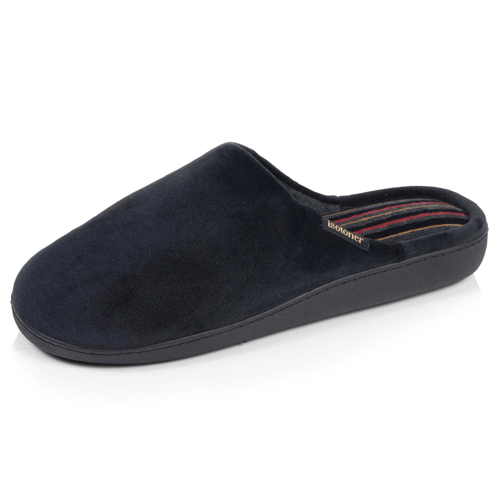 Zapatillas de casa Chinelas Hombre Negro Rayas burdeos - Isotoner