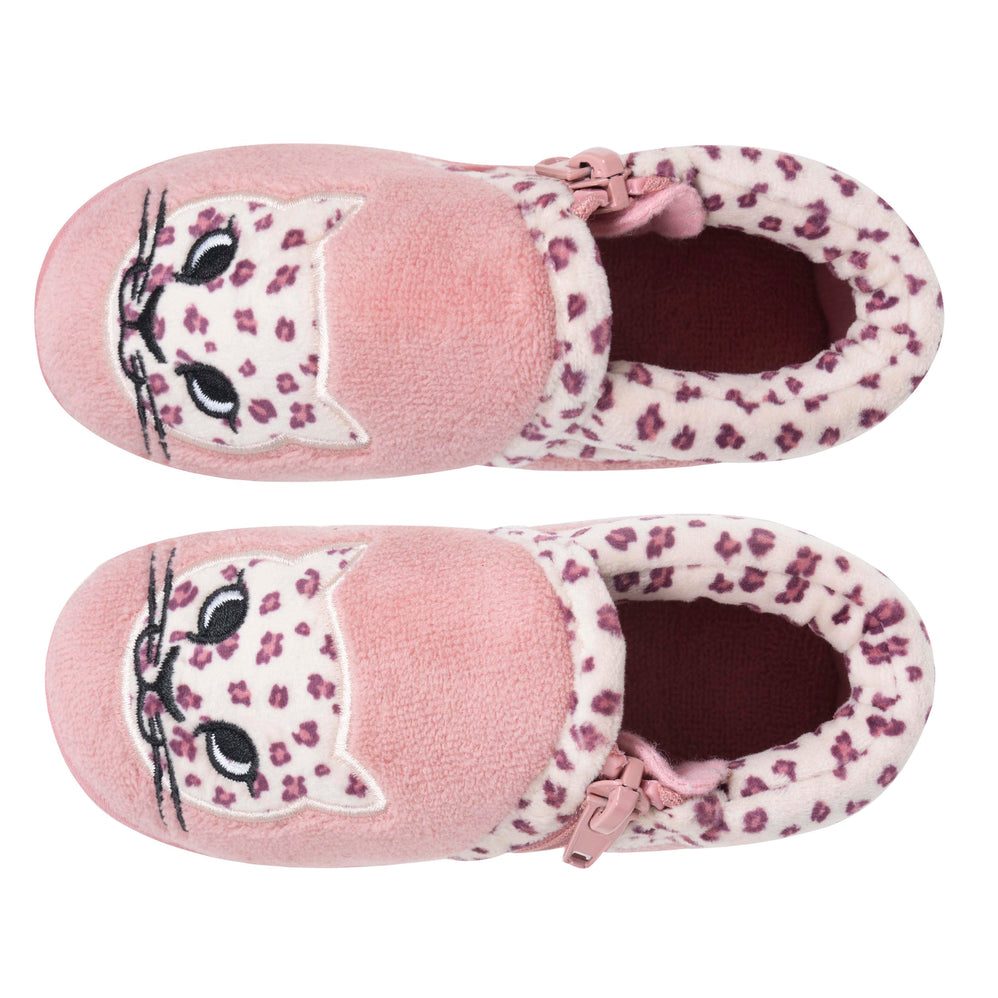 Zapatillas de casa botines cremallera Bebé Rosa leopardo - Isotoner