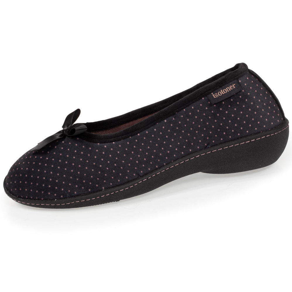 Zapatillas de casa bailarinas con tacón Mujer Negro Lunares - Isotoner