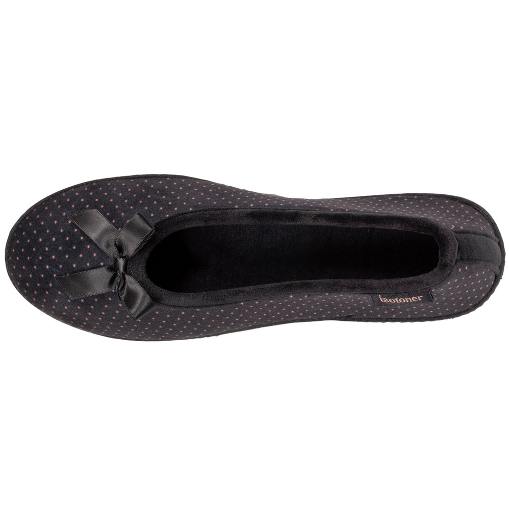 Zapatillas de casa bailarinas con tacón Mujer Negro Lunares - Isotoner