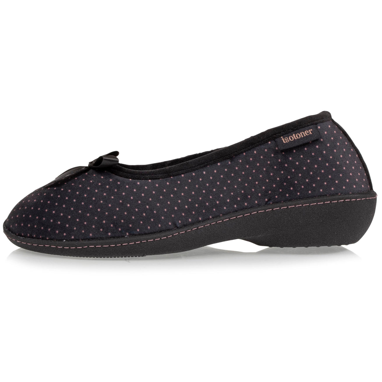 Zapatillas de casa bailarinas con tacón Mujer Negro Lunares