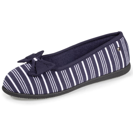 Zapatillas de casa bailarinas Mujer Rayas marino - Isotoner