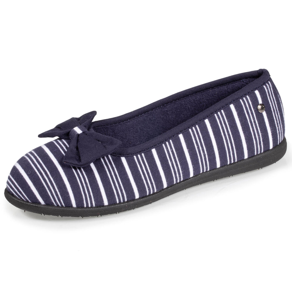 Zapatillas de casa bailarinas Mujer Rayas marino - Isotoner