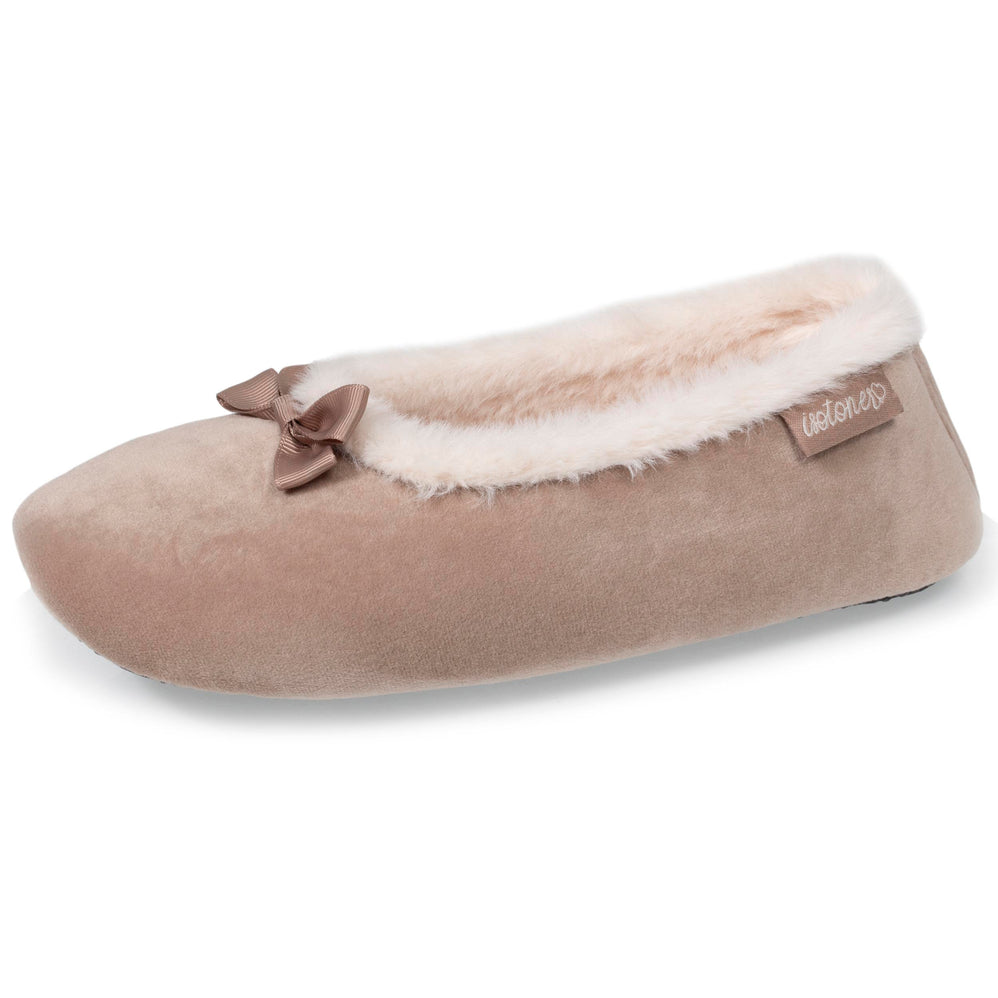 Zapatillas de casa bailarinas Mujer Beige imitación piel - Isotoner