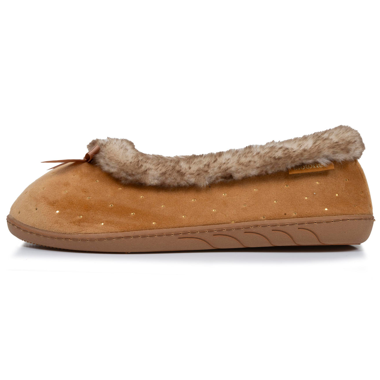 Zapatillas de casa bailarinas Mujer Camel Brillante