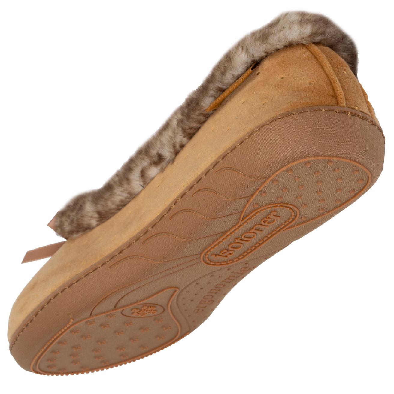 Zapatillas de casa bailarinas Mujer Camel Brillante