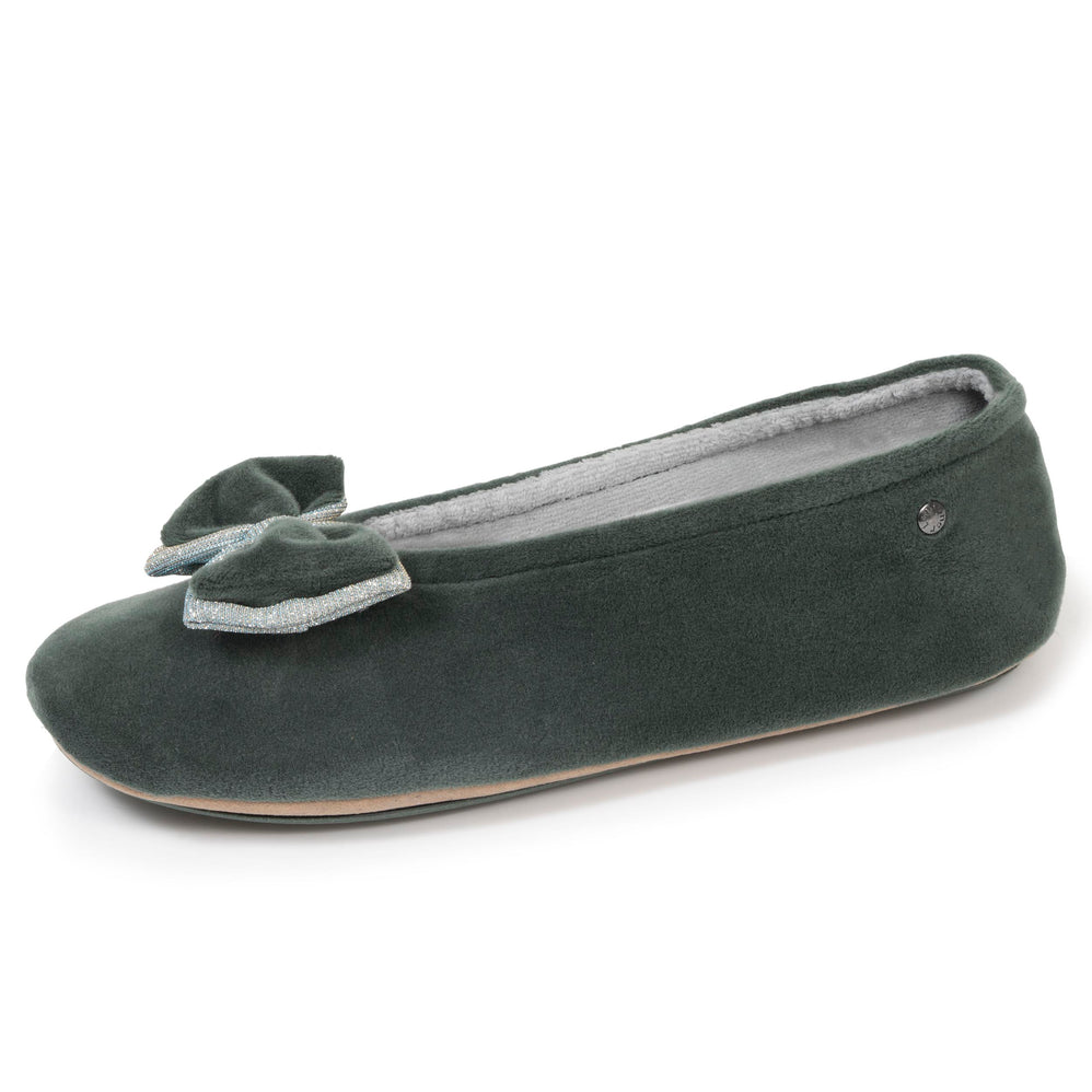 Zapatillas de casa bailarinas Mujer Doble lazo Salvia - Isotoner