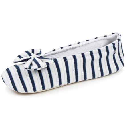 Zapatillas de casa bailarinas Mujer Lazo Rayas Azul - Isotoner