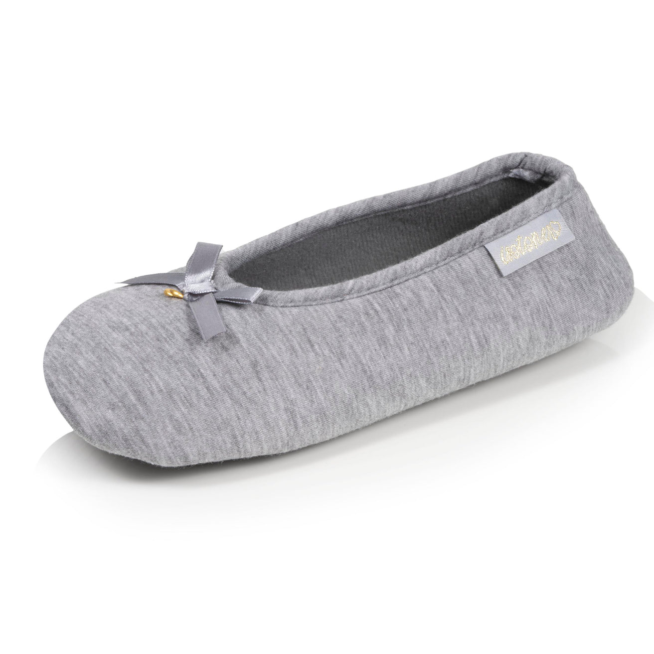 Zapatillas de casa Bailarinas Mujer Gris nudo satinado