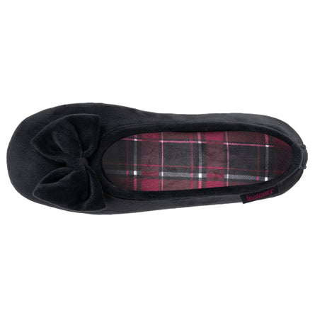 Zapatillas de casa Bailarinas Mujer Negro Rojo cuadros - Isotoner