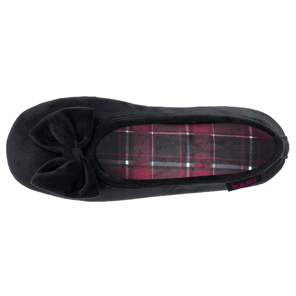 Zapatillas de casa Bailarinas Mujer Negro Rojo cuadros - Isotoner