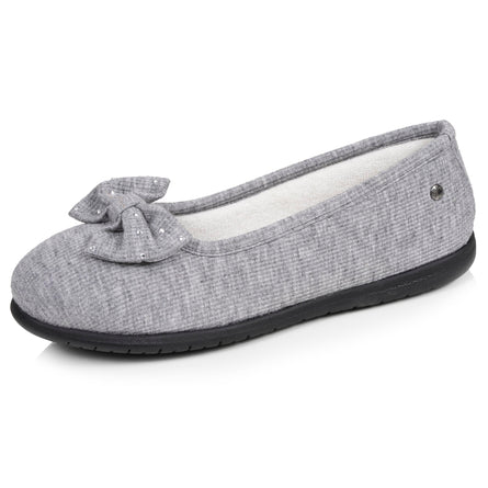 Zapatillas de casa Bailarinas Mujer Lazo irisado Gris - Isotoner