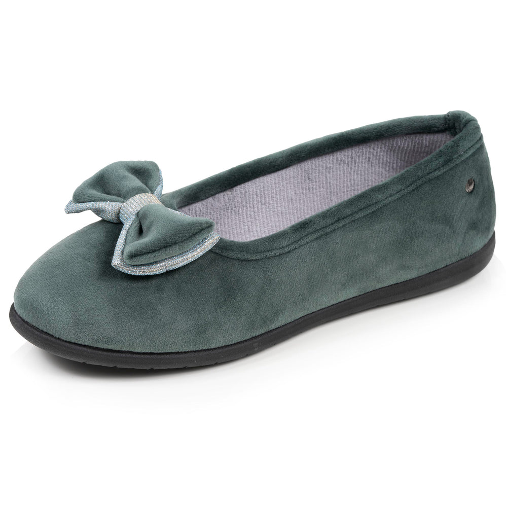Zapatillas de casa Bailarinas Mujer Lazo irisado Sage - Isotoner